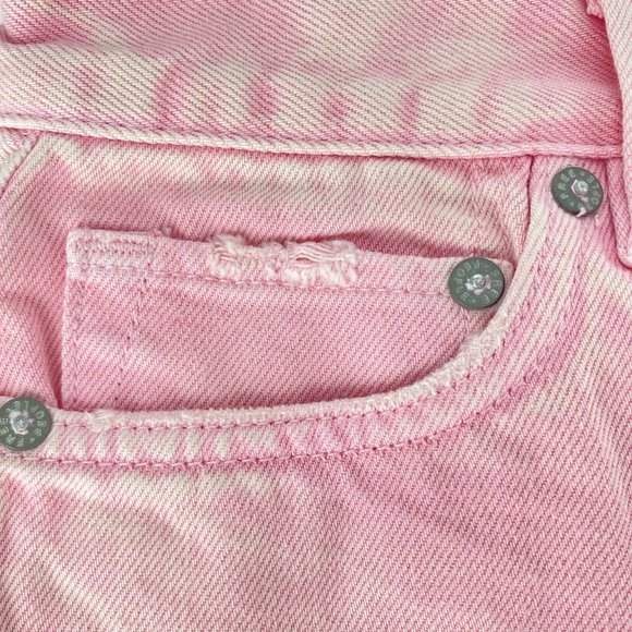 FREE PEOPLE We the Free Pink Button Fly Distressed Cutoff Shorts Size 24 NWOT - Picture 3 of 14